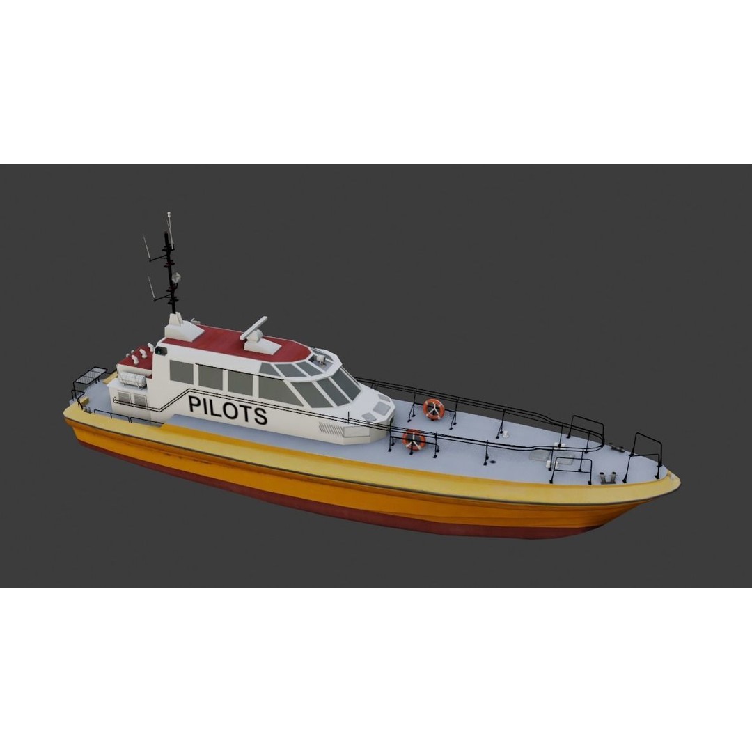 Pilot Boat 3D Model – Low Poly Industrial Watercraft, FBX, Unity - View 5