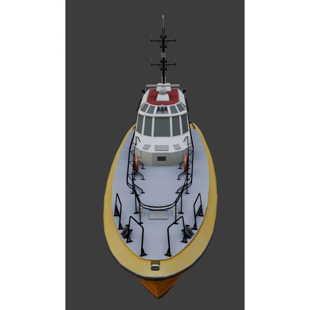 Pilot Boat 3D Model – Low Poly Industrial Watercraft, FBX, Unity - View 6