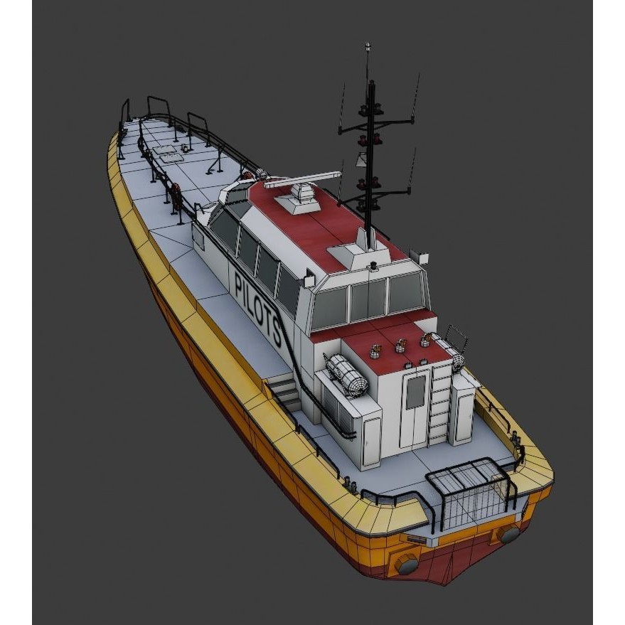 Pilot Boat 3D Model – Low Poly Industrial Watercraft, FBX, Unity - View 8
