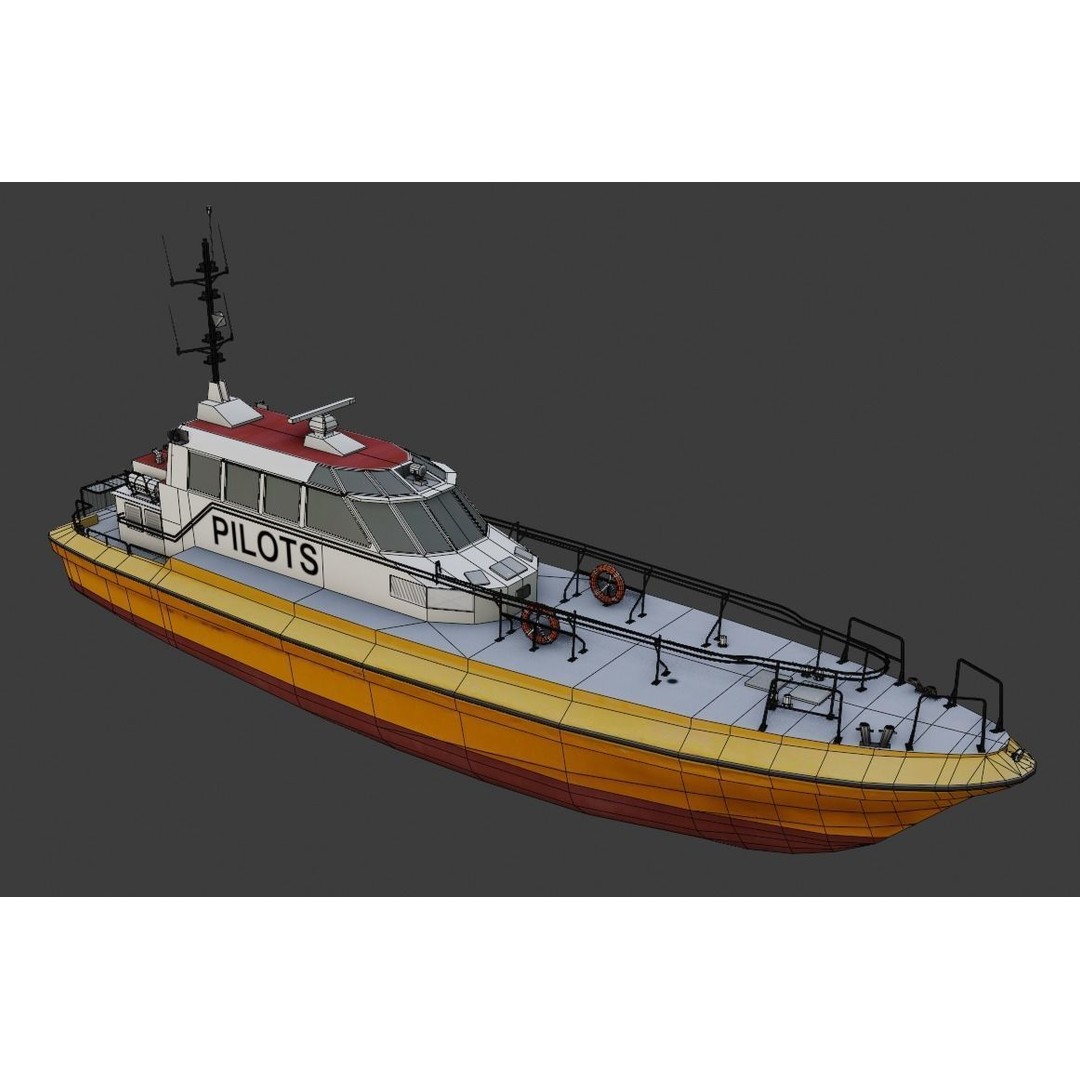 Pilot Boat 3D Model – Low Poly Industrial Watercraft, FBX, Unity - View 9