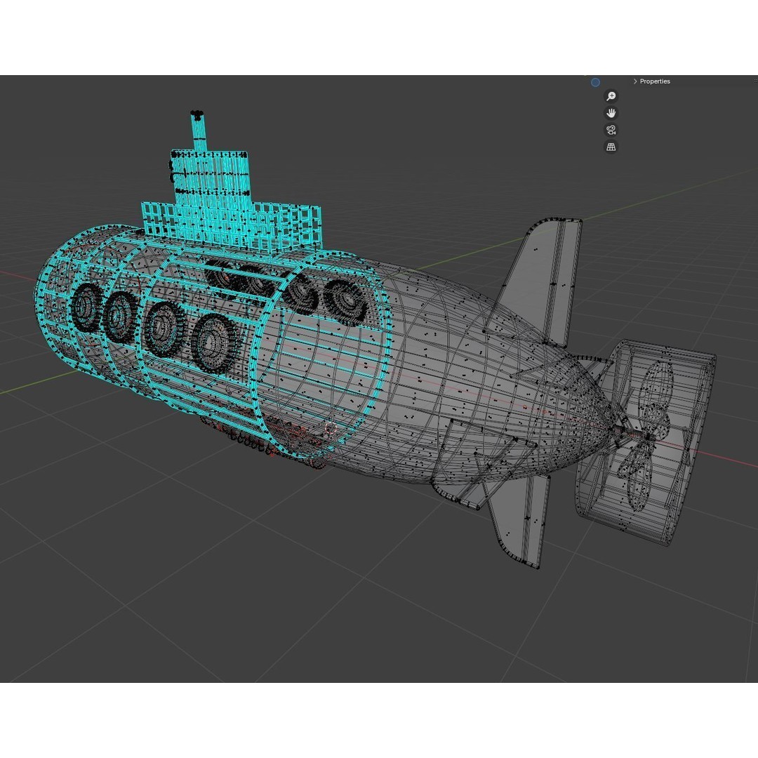 Small Explorer Submarine 3D Model – Low Poly Game Asset, FBX - View 4
