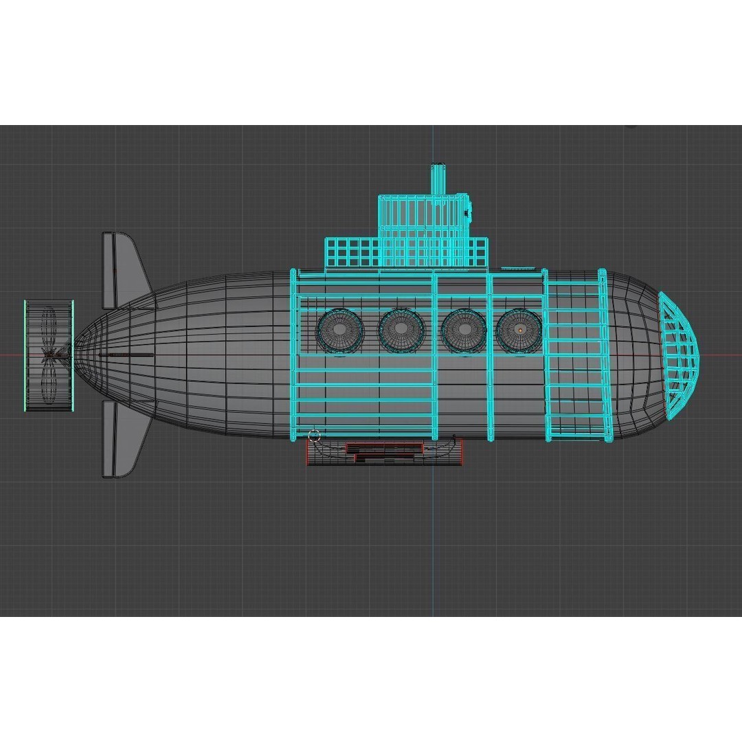 Small Explorer Submarine 3D Model – Low Poly Game Asset, FBX - View 6
