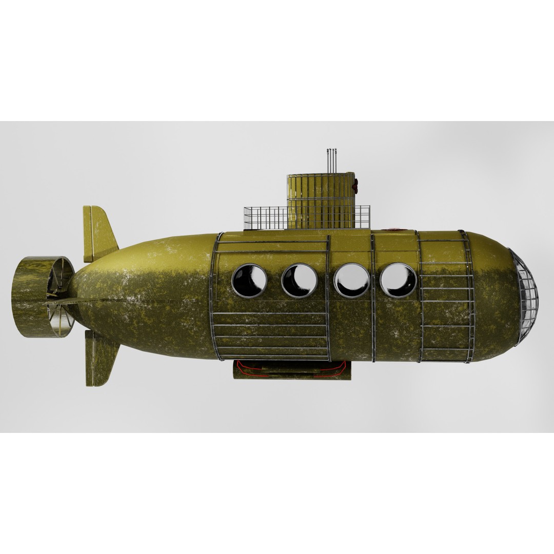 Small Explorer Submarine 3D Model – Low Poly Game Asset, FBX - View 7
