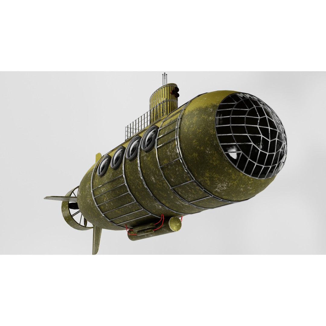 Small Explorer Submarine 3D Model – Low Poly Game Asset, FBX - View 8