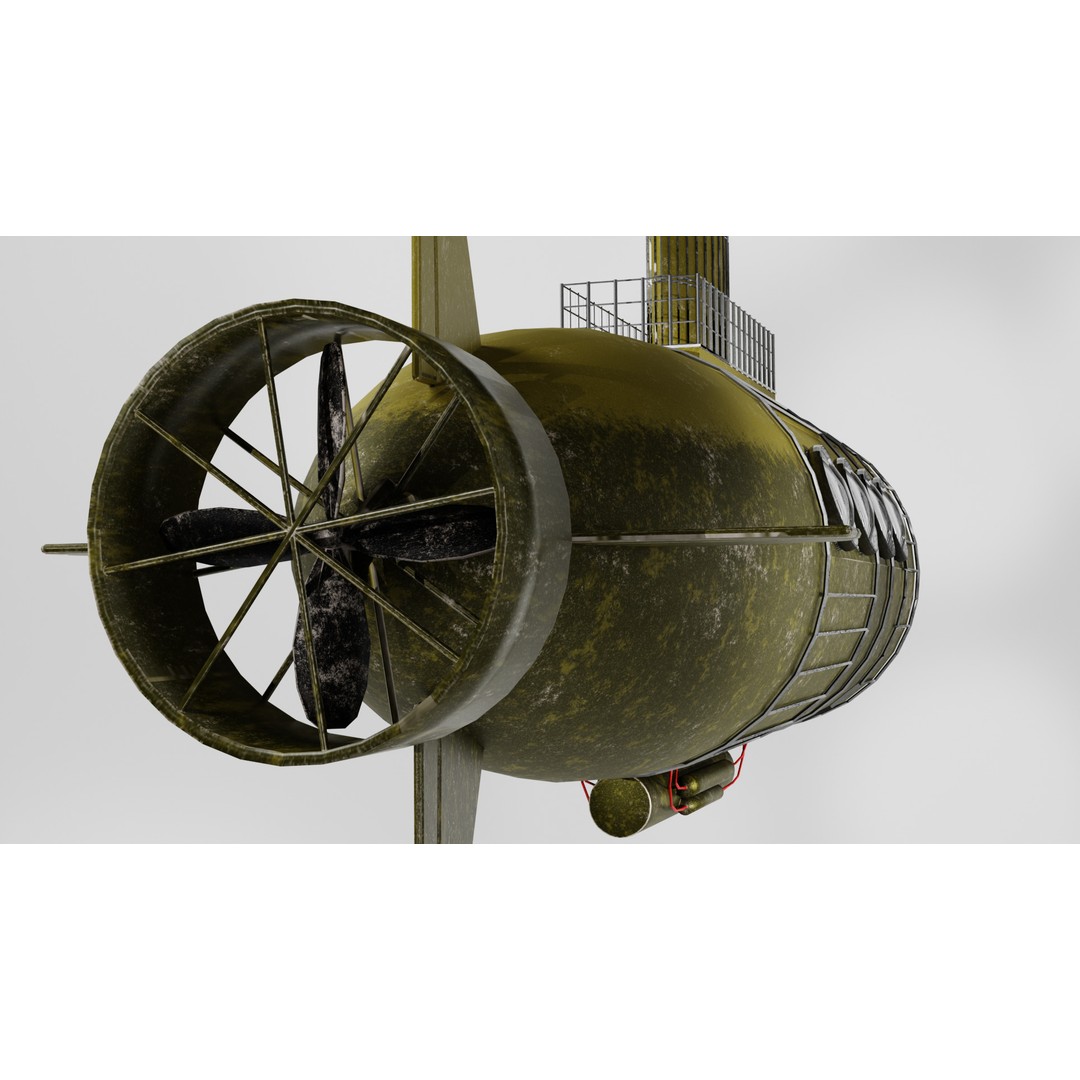 Small Explorer Submarine 3D Model – Low Poly Game Asset, FBX - View 9