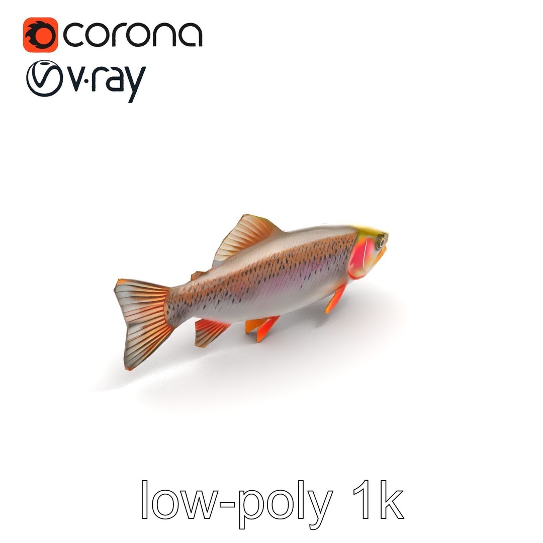 Lahontan Cutthroat Trout 3D Model – Lifelike Low Poly Game Asset, FBX - View 10