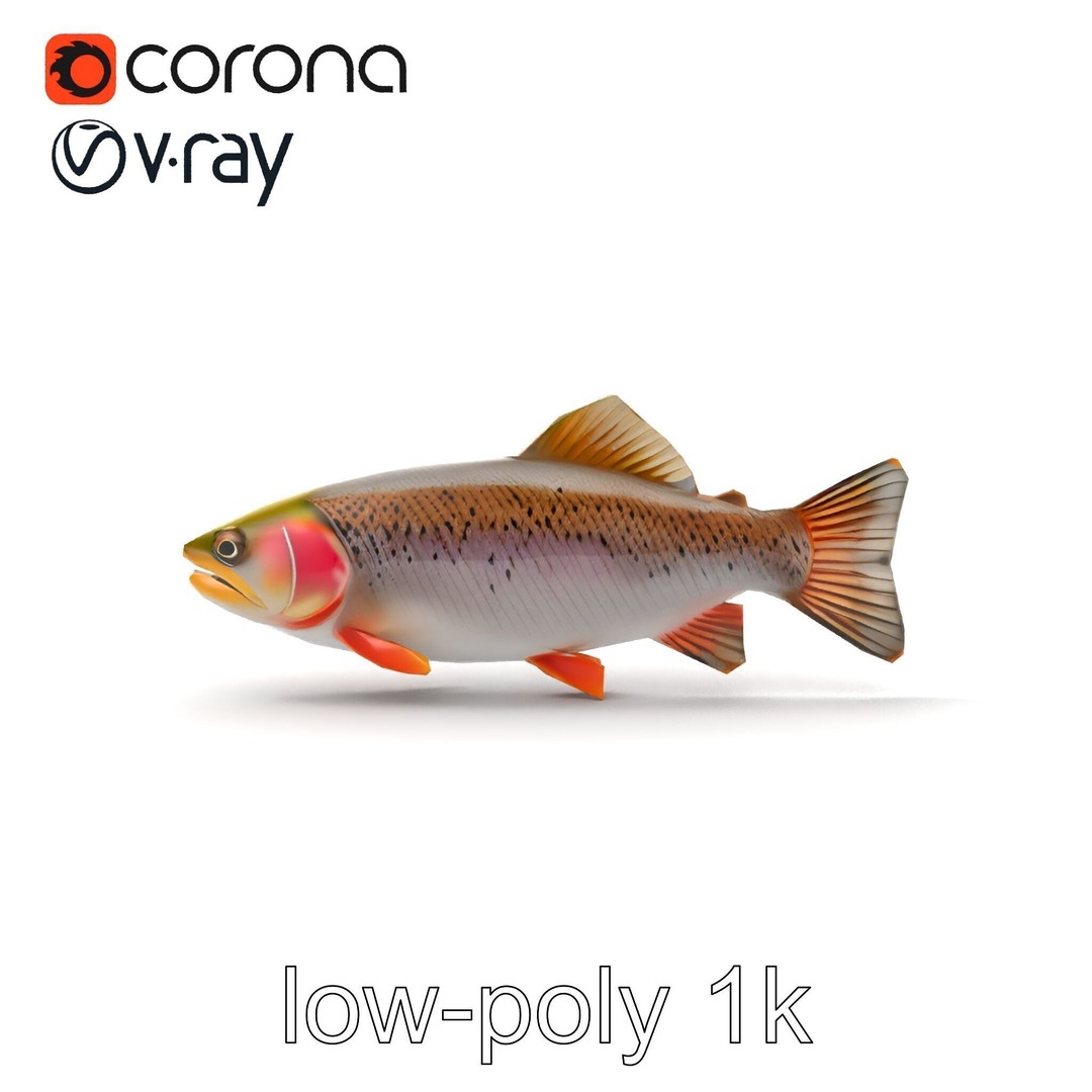 Lahontan Cutthroat Trout 3D Model – Lifelike Low Poly Game Asset, FBX - View 19