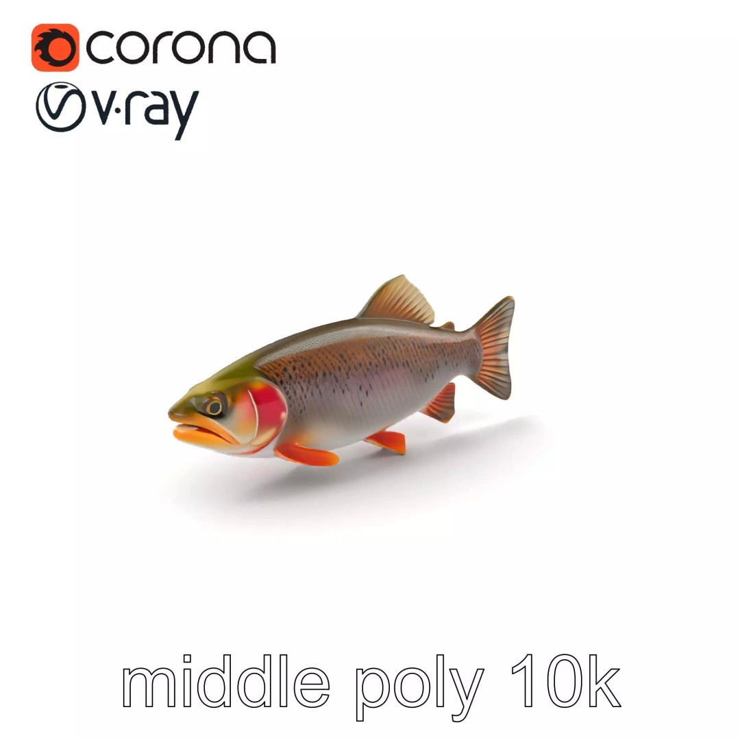 Lahontan Cutthroat Trout 3D Model – Lifelike Low Poly Game Asset, FBX - View 2