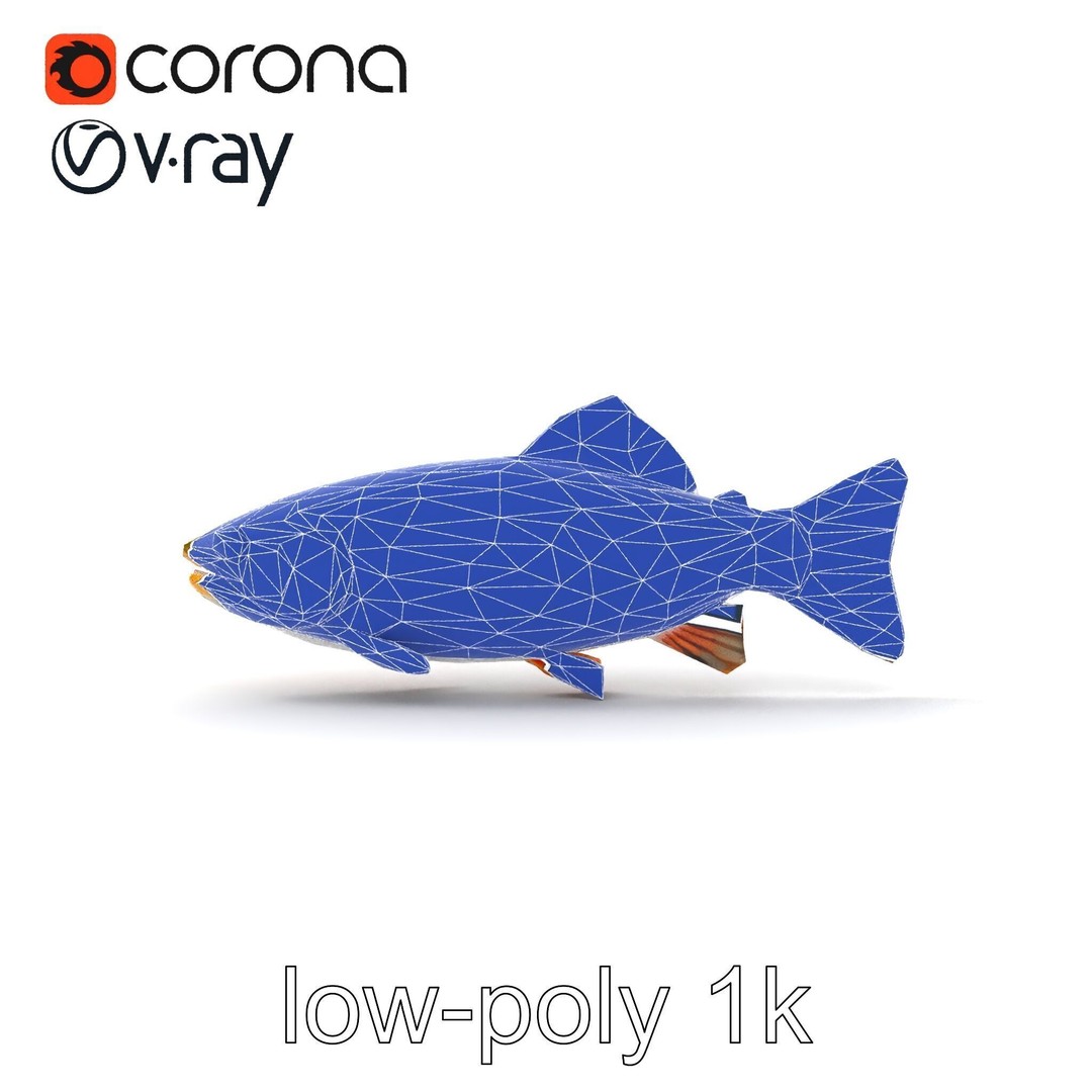 Lahontan Cutthroat Trout 3D Model – Lifelike Low Poly Game Asset, FBX - View 24