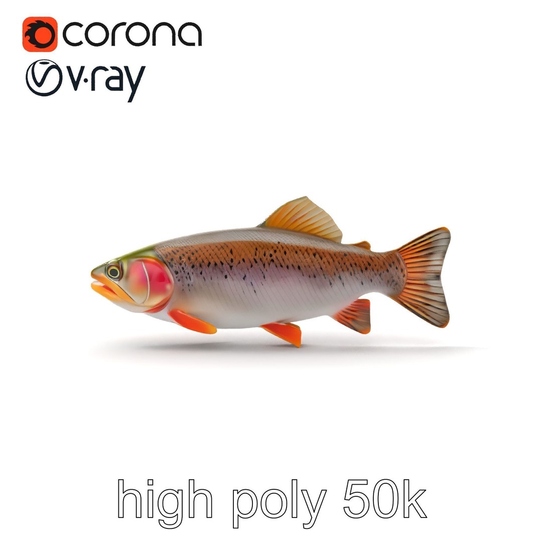Lahontan Cutthroat Trout 3D Model – Lifelike Low Poly Game Asset, FBX - View 31