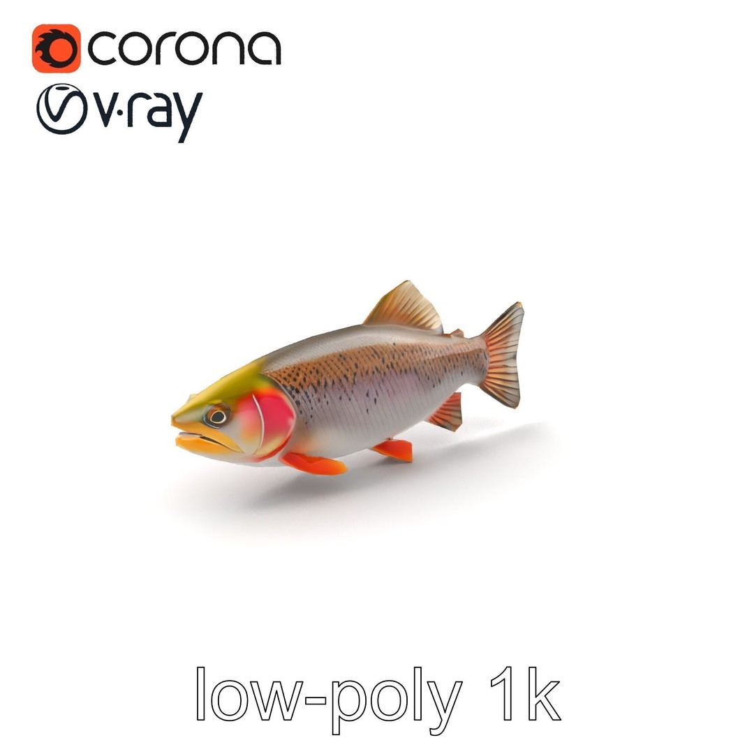 Lahontan Cutthroat Trout 3D Model – Lifelike Low Poly Game Asset, FBX - View 6