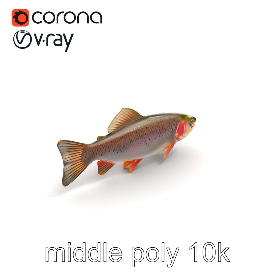 Lahontan Cutthroat Trout 3D Model – Lifelike Low Poly Game Asset, FBX - View 9