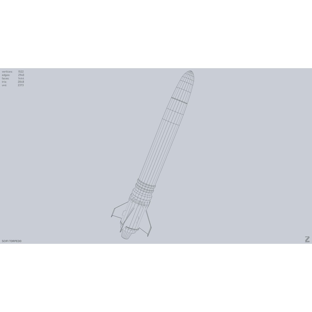 Sci-Fi Torpedo 3D Model – Low Poly Game Asset, FBX, OBJ
