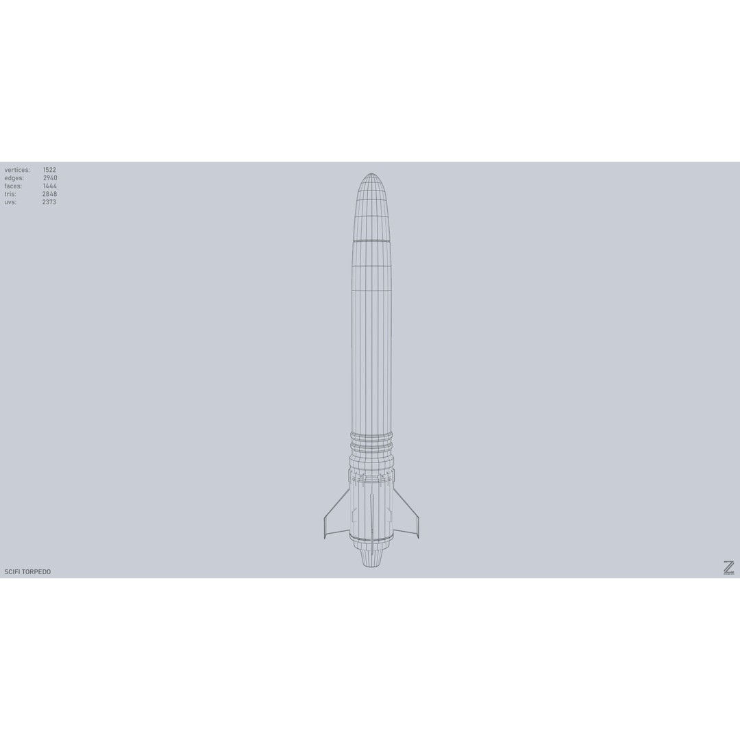 Sci-Fi Torpedo 3D Model – Low Poly Game Asset, FBX, OBJ - View 11