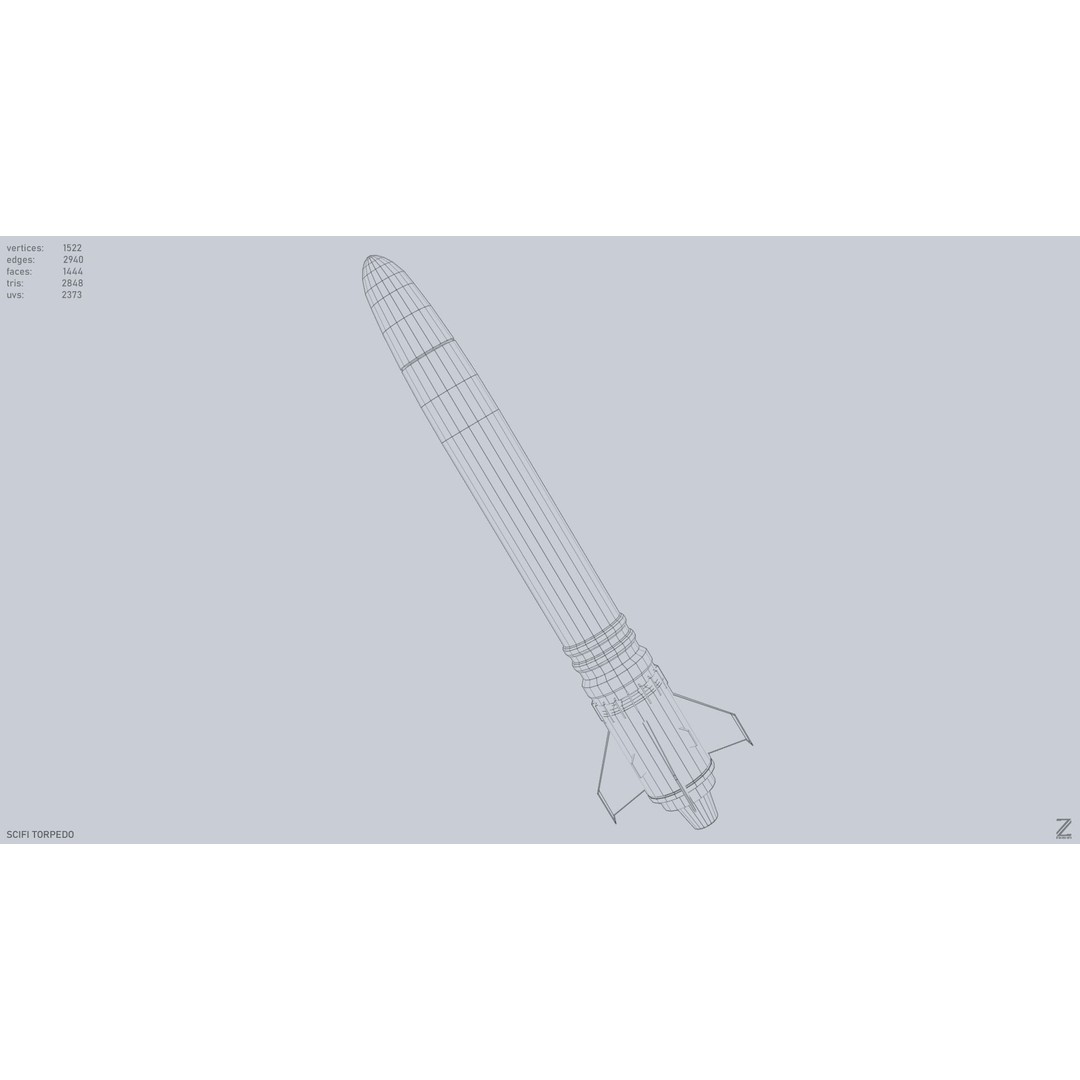 Sci-Fi Torpedo 3D Model – Low Poly Game Asset, FBX, OBJ - View 12