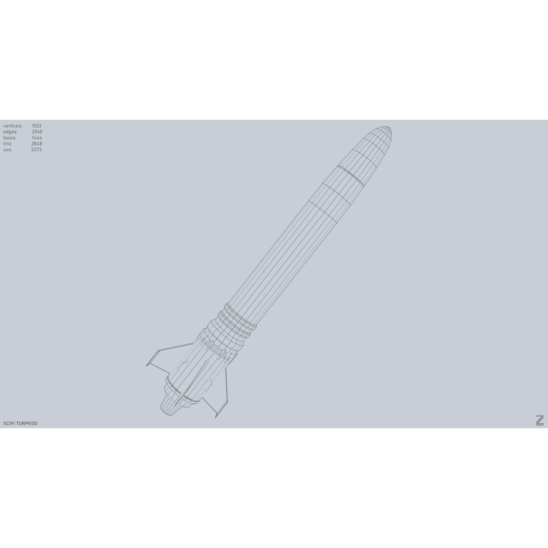Sci-Fi Torpedo 3D Model – Low Poly Game Asset, FBX, OBJ - View 13