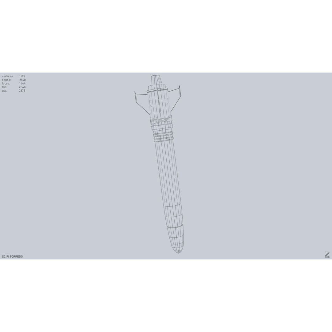 Sci-Fi Torpedo 3D Model – Low Poly Game Asset, FBX, OBJ - View 14