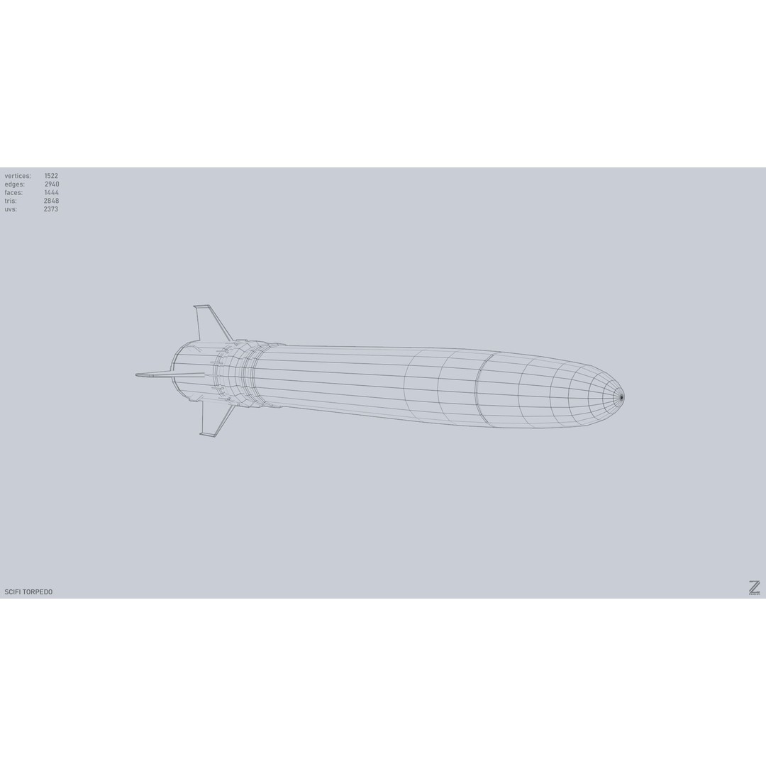 Sci-Fi Torpedo 3D Model – Low Poly Game Asset, FBX, OBJ - View 15