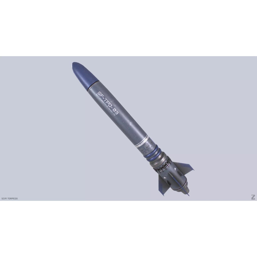 Sci-Fi Torpedo 3D Model – Low Poly Game Asset, FBX, OBJ - View 2