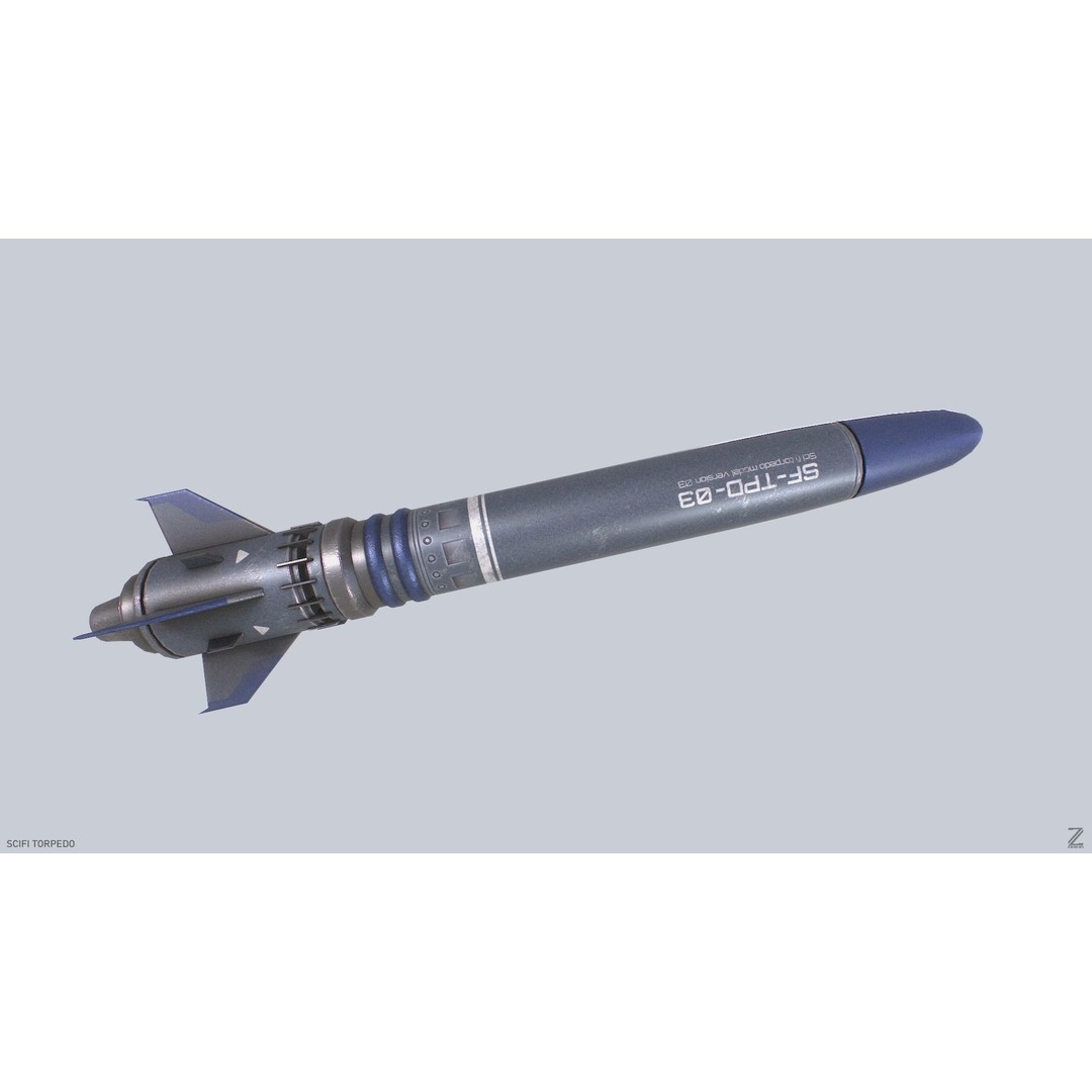 Sci-Fi Torpedo 3D Model – Low Poly Game Asset, FBX, OBJ - View 3