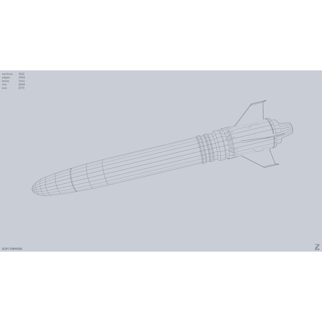 Sci-Fi Torpedo 3D Model – Low Poly Game Asset, FBX, OBJ - View 5