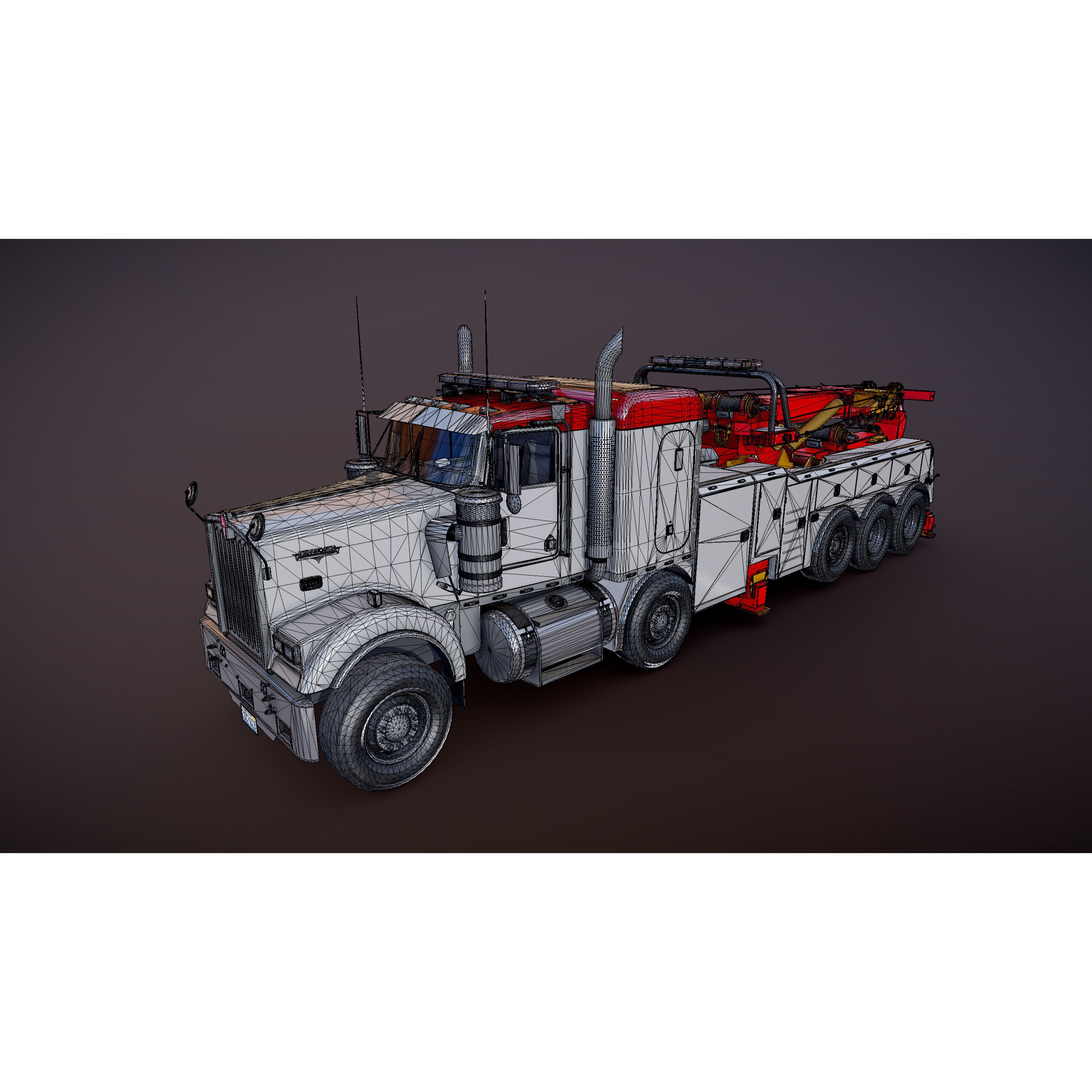 Tweensteer Kenworth W900 Wrecker - Low-Poly Game-Ready 3D Model - View 27