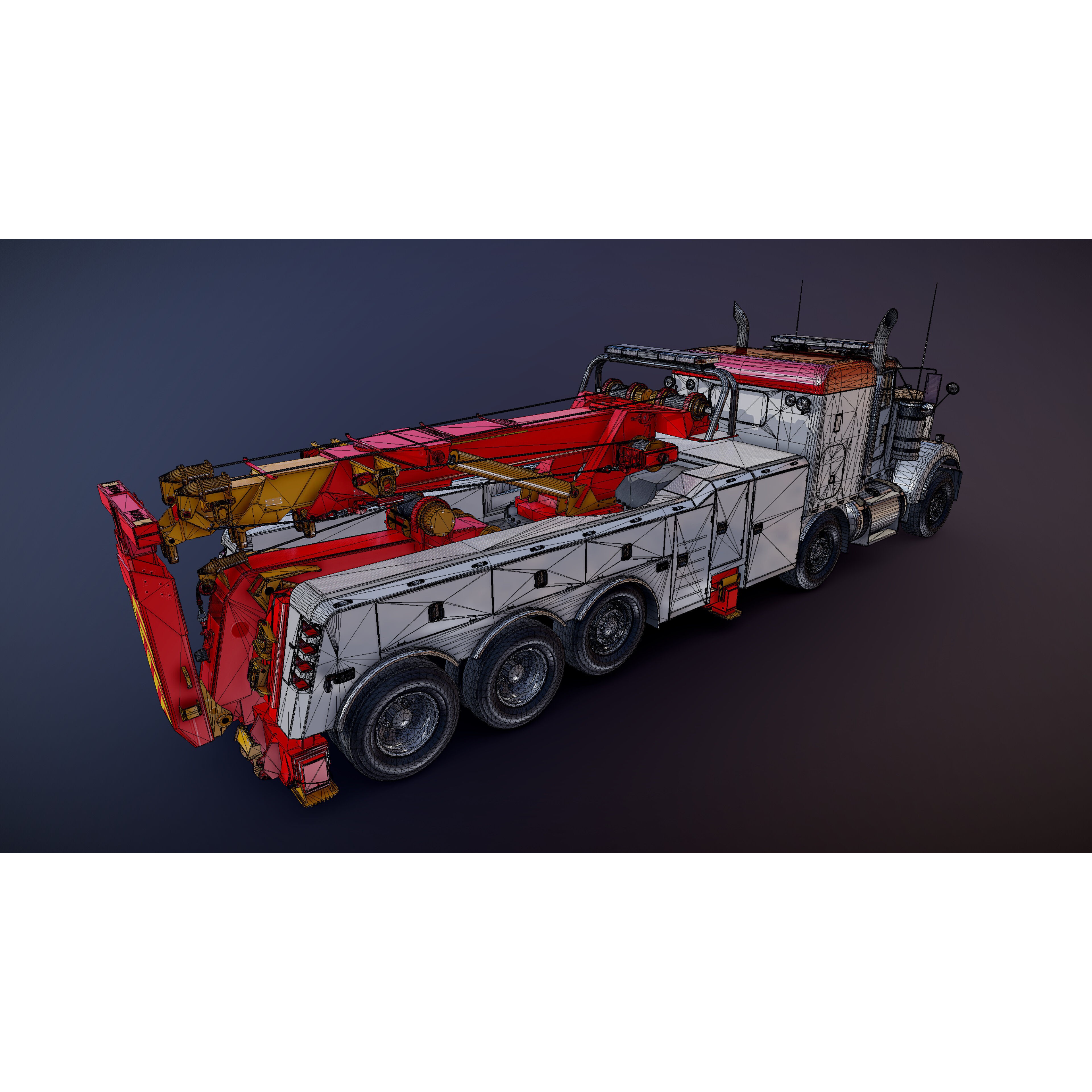Tweensteer Kenworth W900 Wrecker - Low-Poly Game-Ready 3D Model - View 28