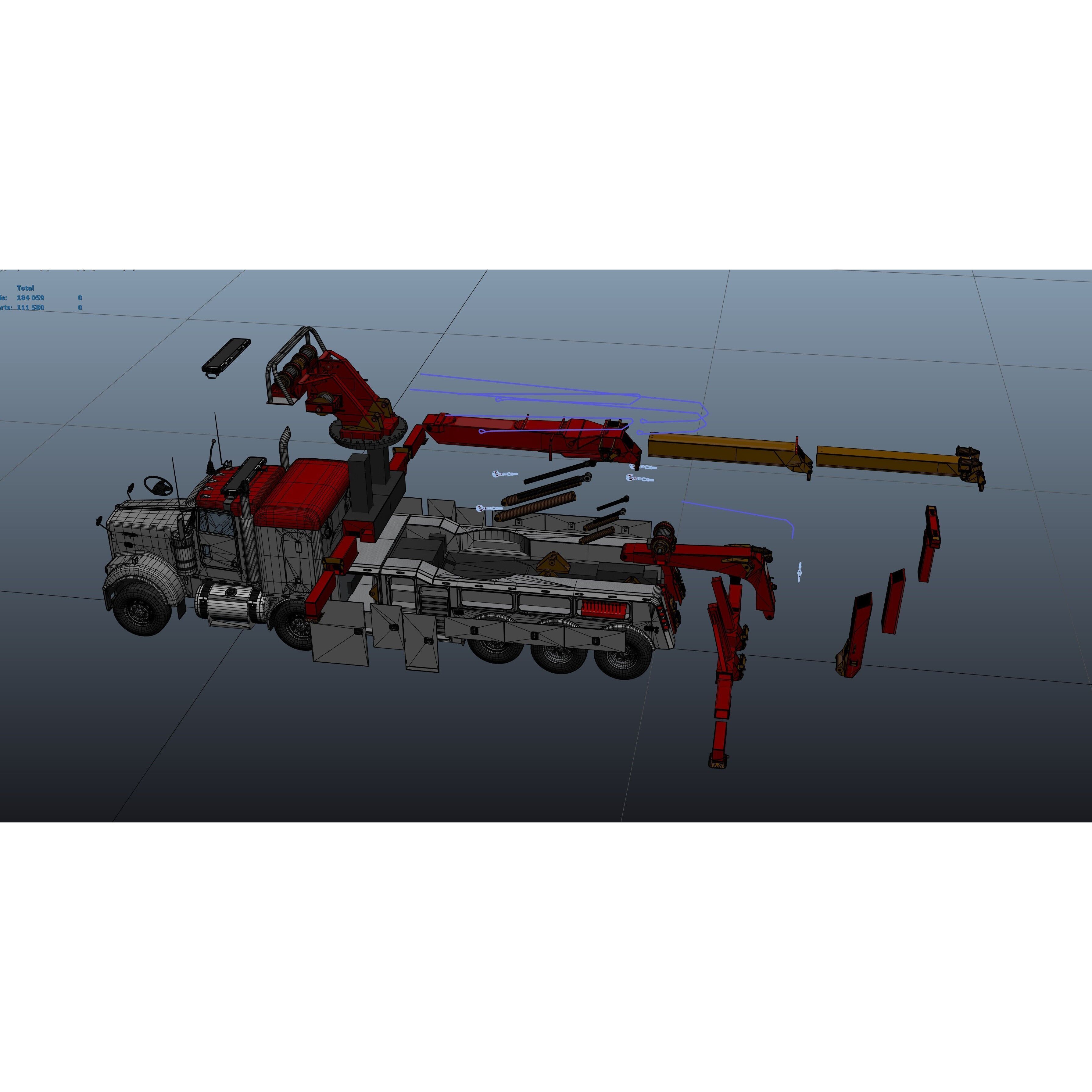 Tweensteer Kenworth W900 Wrecker - Low-Poly Game-Ready 3D Model - View 34