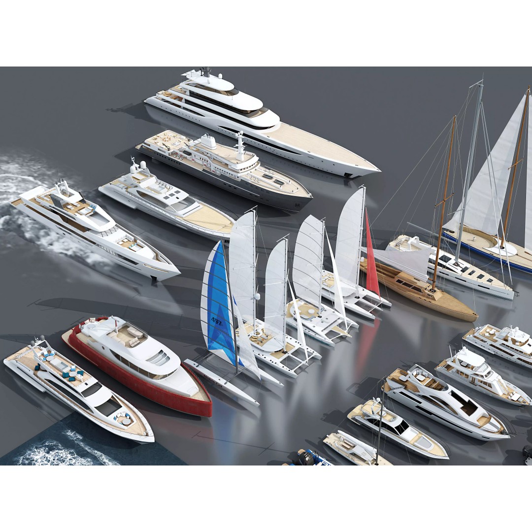 29 Yachts and Boats 3D Model – Low Poly Watercraft Collection, FBX, Blender - View 4