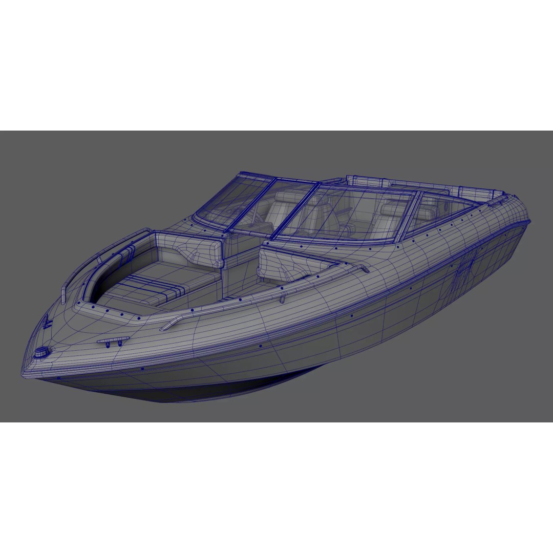 Sea Ray 180 3D Model – High Poly Bowrider Boat, FBX, OBJ - View 5