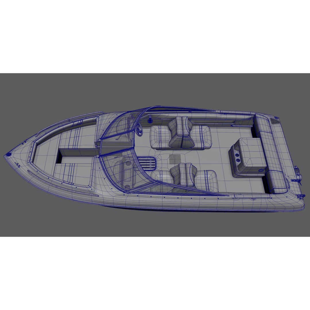 Sea Ray 180 3D Model – High Poly Bowrider Boat, FBX, OBJ - View 7