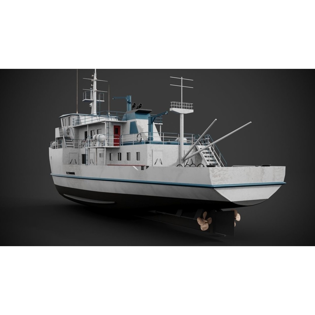 Supply Vessel 3D Model – Industrial Watercraft with PBR Textures, FBX - View 10