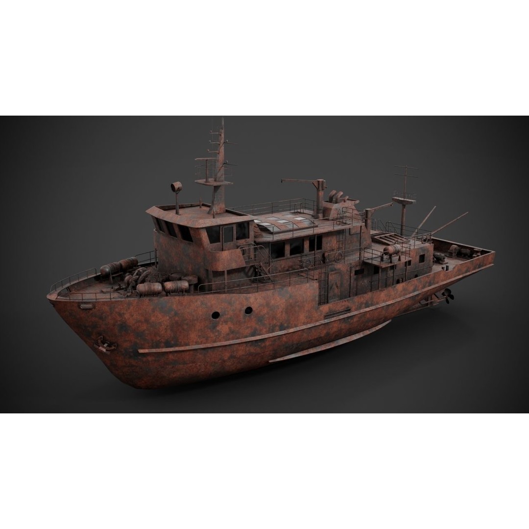 Supply Vessel 3D Model – Industrial Watercraft with PBR Textures, FBX - View 12