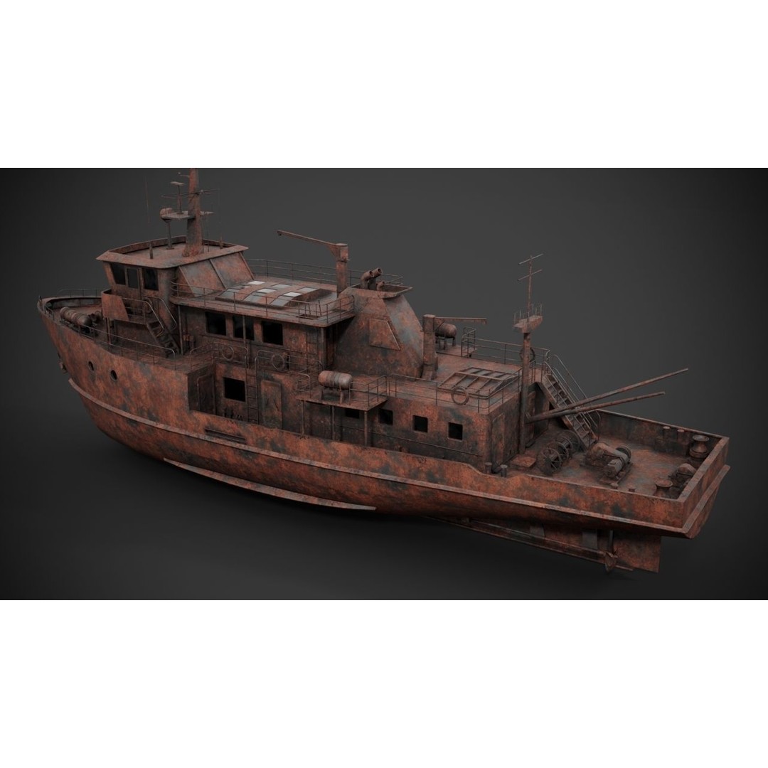 Supply Vessel 3D Model – Industrial Watercraft with PBR Textures, FBX - View 13