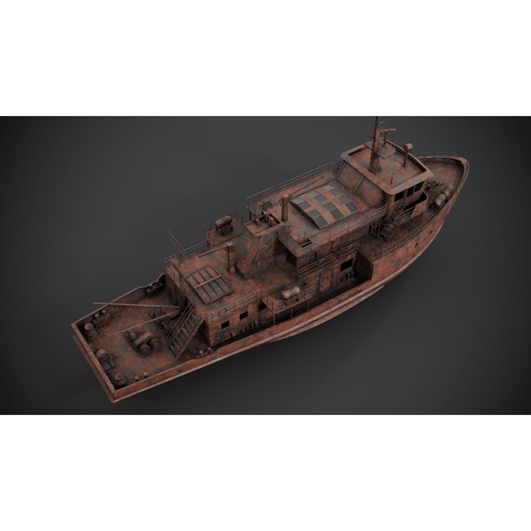 Supply Vessel 3D Model – Industrial Watercraft with PBR Textures, FBX - View 14