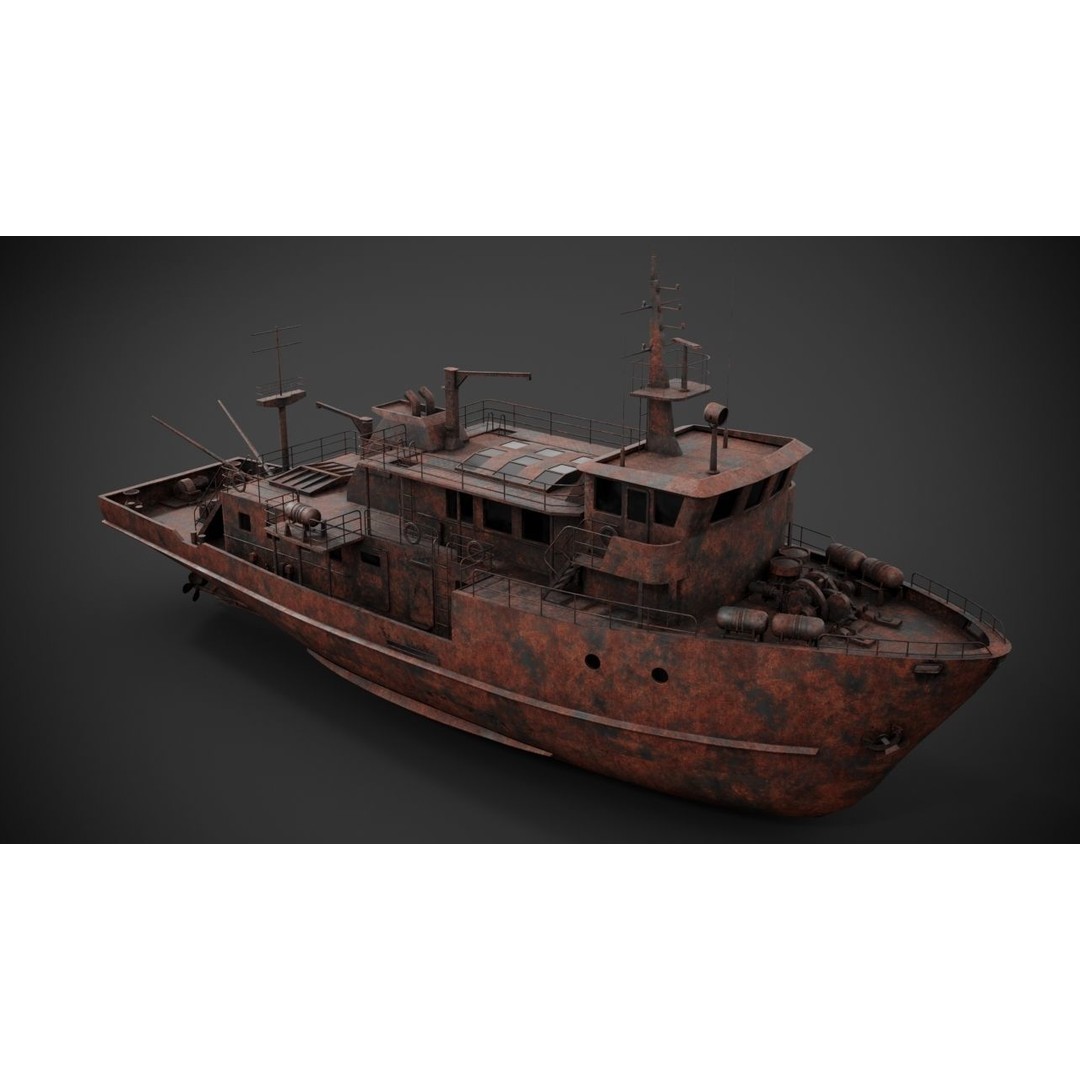 Supply Vessel 3D Model – Industrial Watercraft with PBR Textures, FBX - View 15