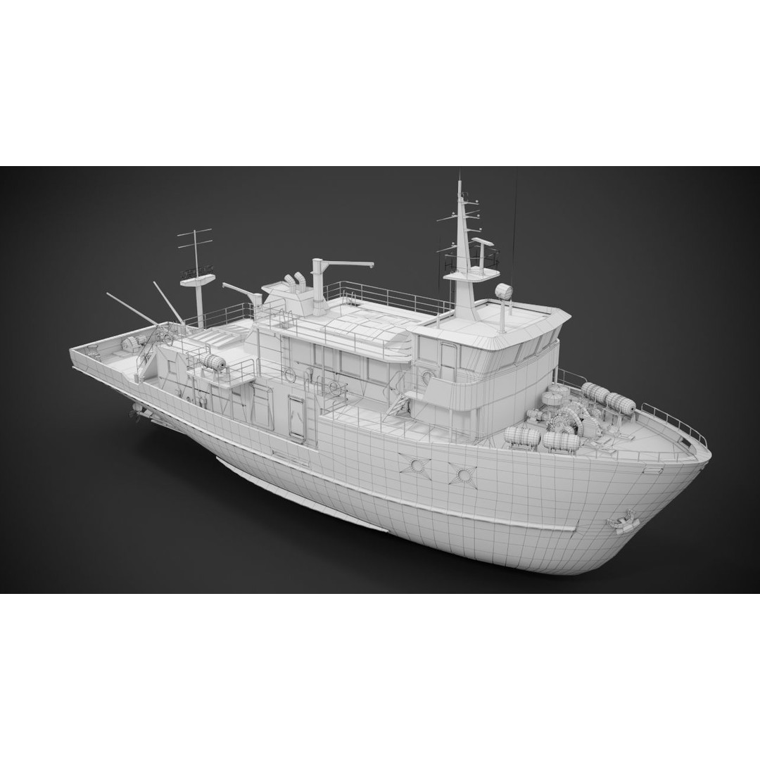 Supply Vessel 3D Model – Industrial Watercraft with PBR Textures, FBX - View 16