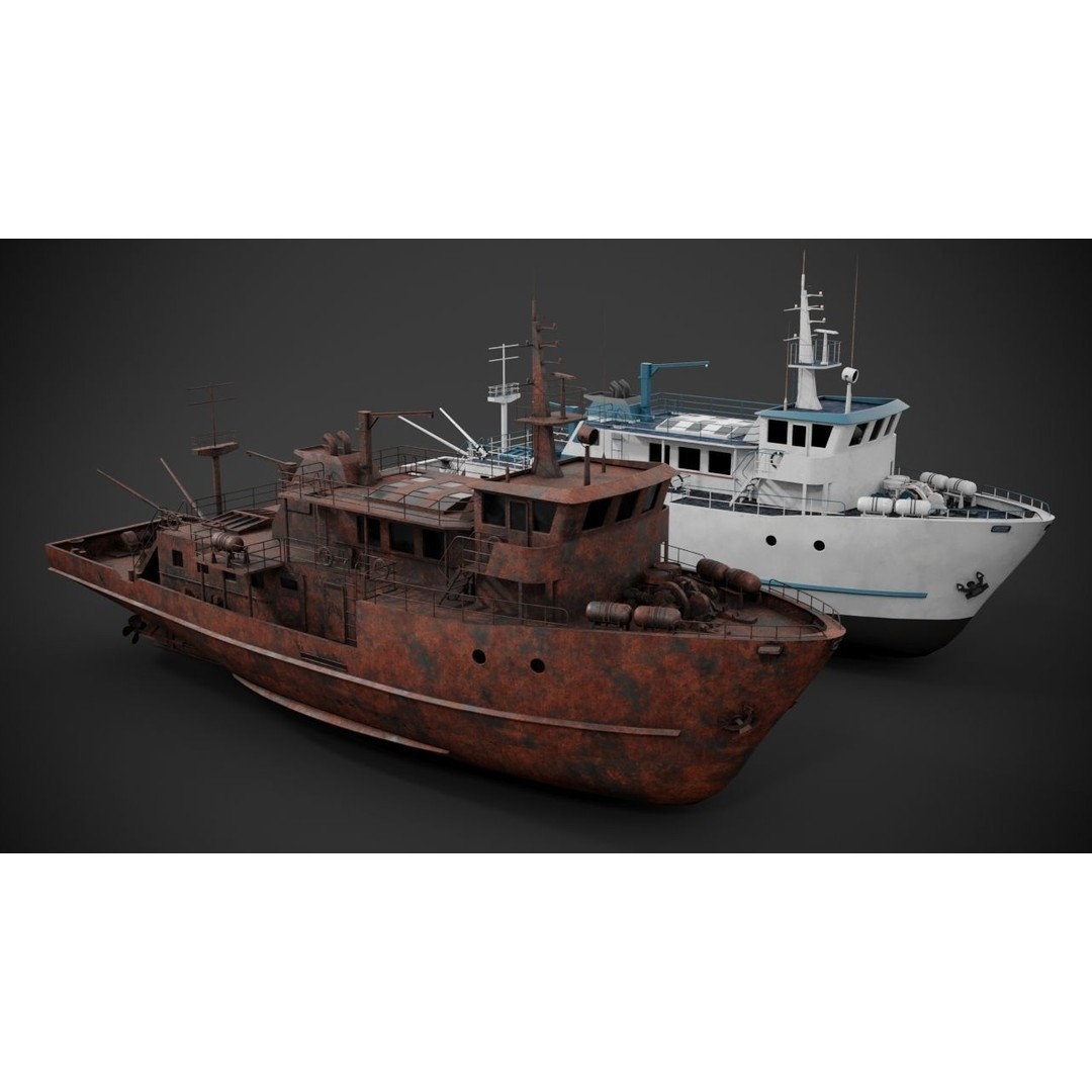Supply Vessel 3D Model – Industrial Watercraft with PBR Textures, FBX - View 3