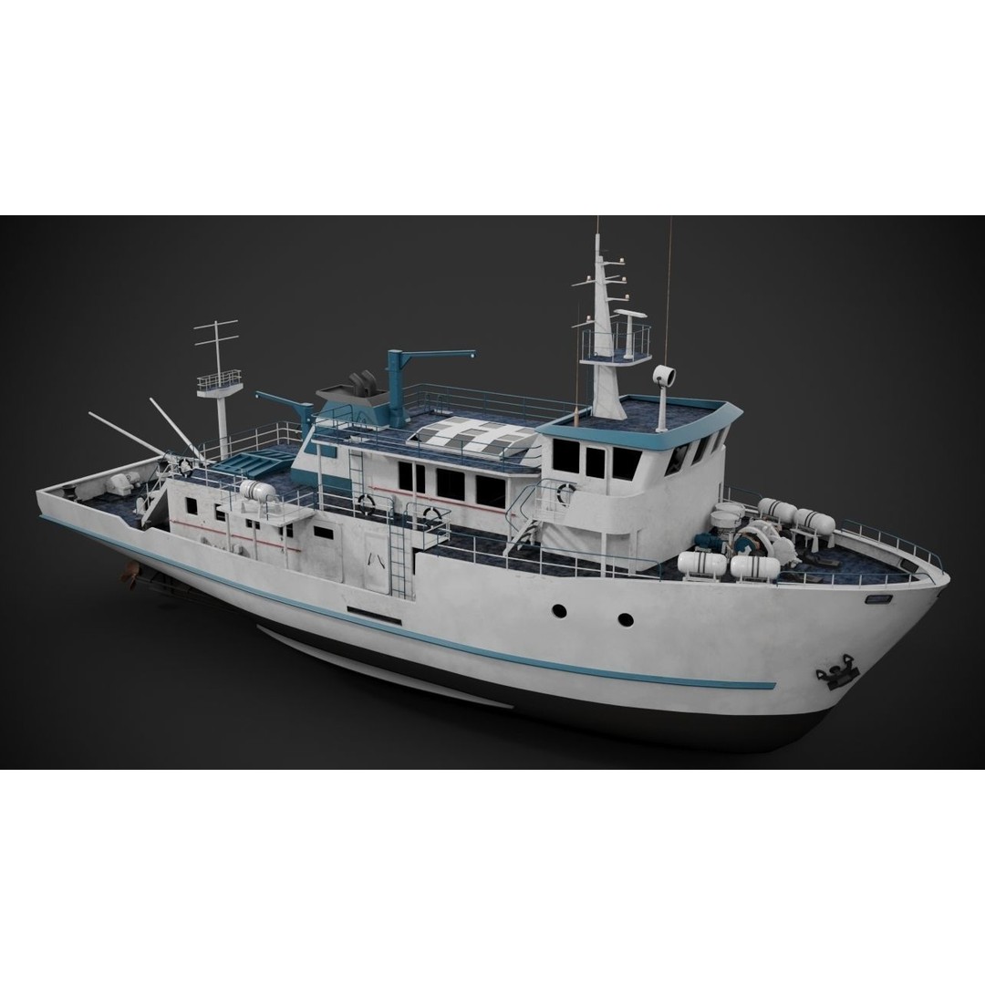 Supply Vessel 3D Model – Industrial Watercraft with PBR Textures, FBX - View 4