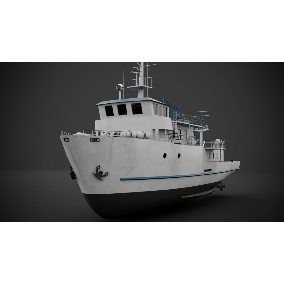 Supply Vessel 3D Model – Industrial Watercraft with PBR Textures, FBX - View 5