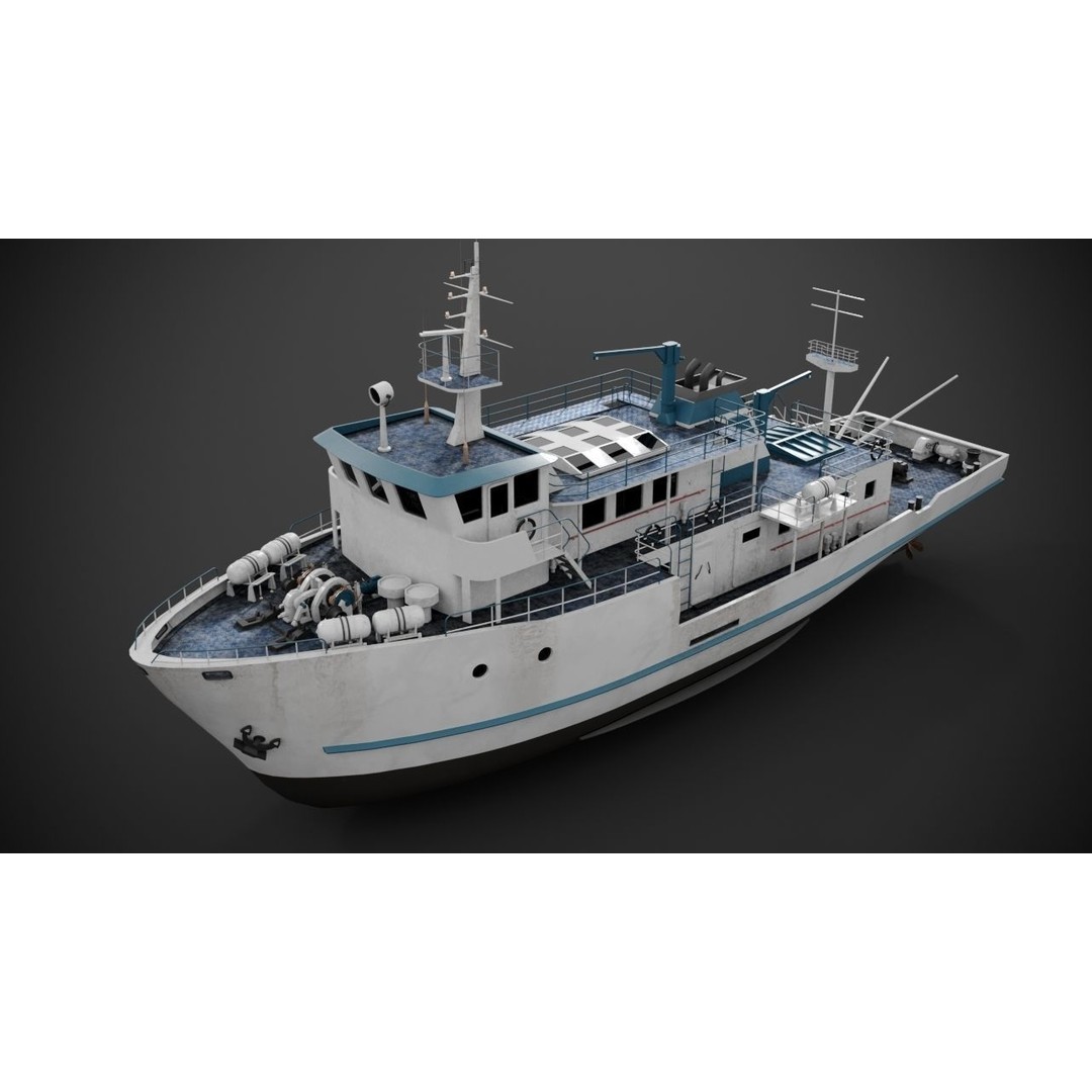 Supply Vessel 3D Model – Industrial Watercraft with PBR Textures, FBX - View 6