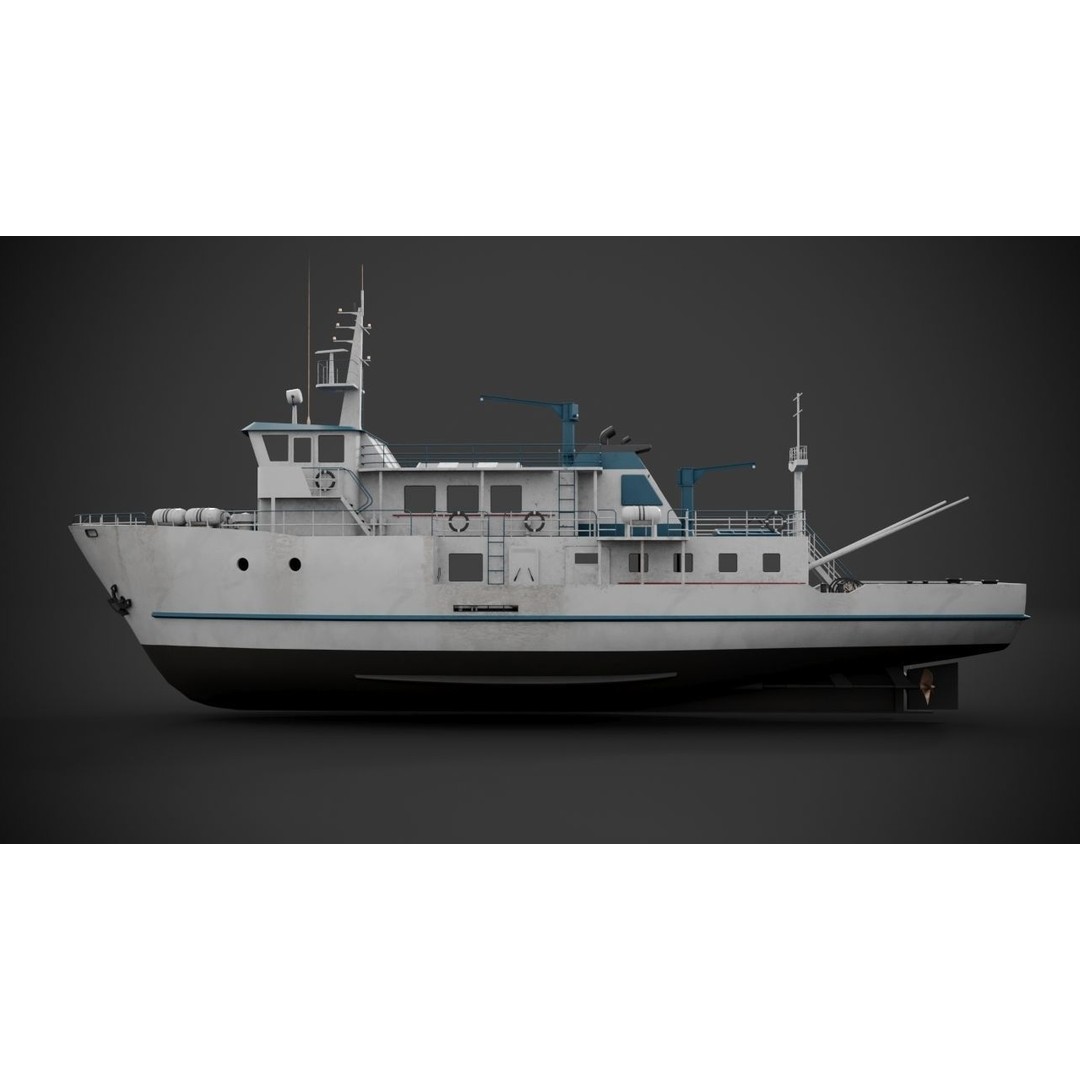 Supply Vessel 3D Model – Industrial Watercraft with PBR Textures, FBX - View 7