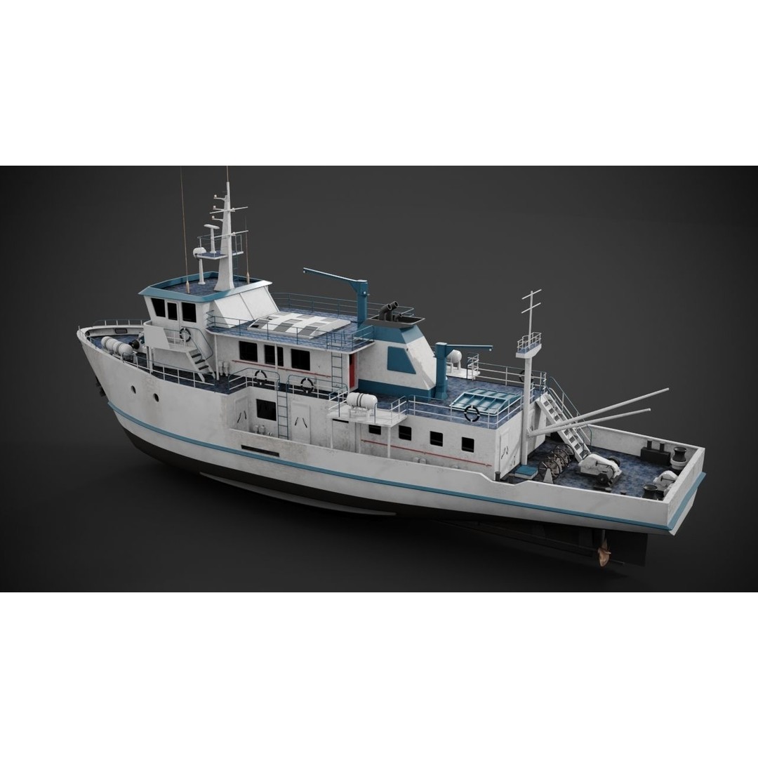 Supply Vessel 3D Model – Industrial Watercraft with PBR Textures, FBX - View 8