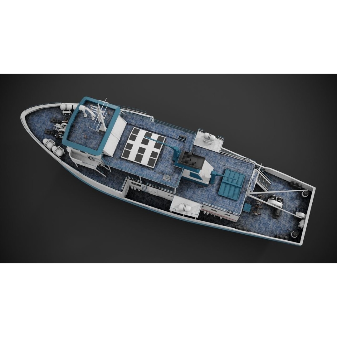Supply Vessel 3D Model – Industrial Watercraft with PBR Textures, FBX - View 9