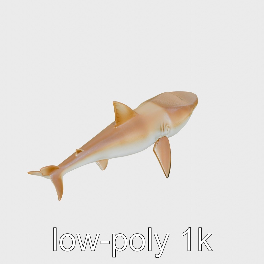 Sawshark 3D Model – Low Poly PBR Asset for Games and Rendering - View 11