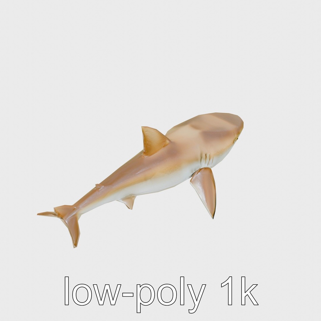 Sawshark 3D Model – Low Poly PBR Asset for Games and Rendering - View 12