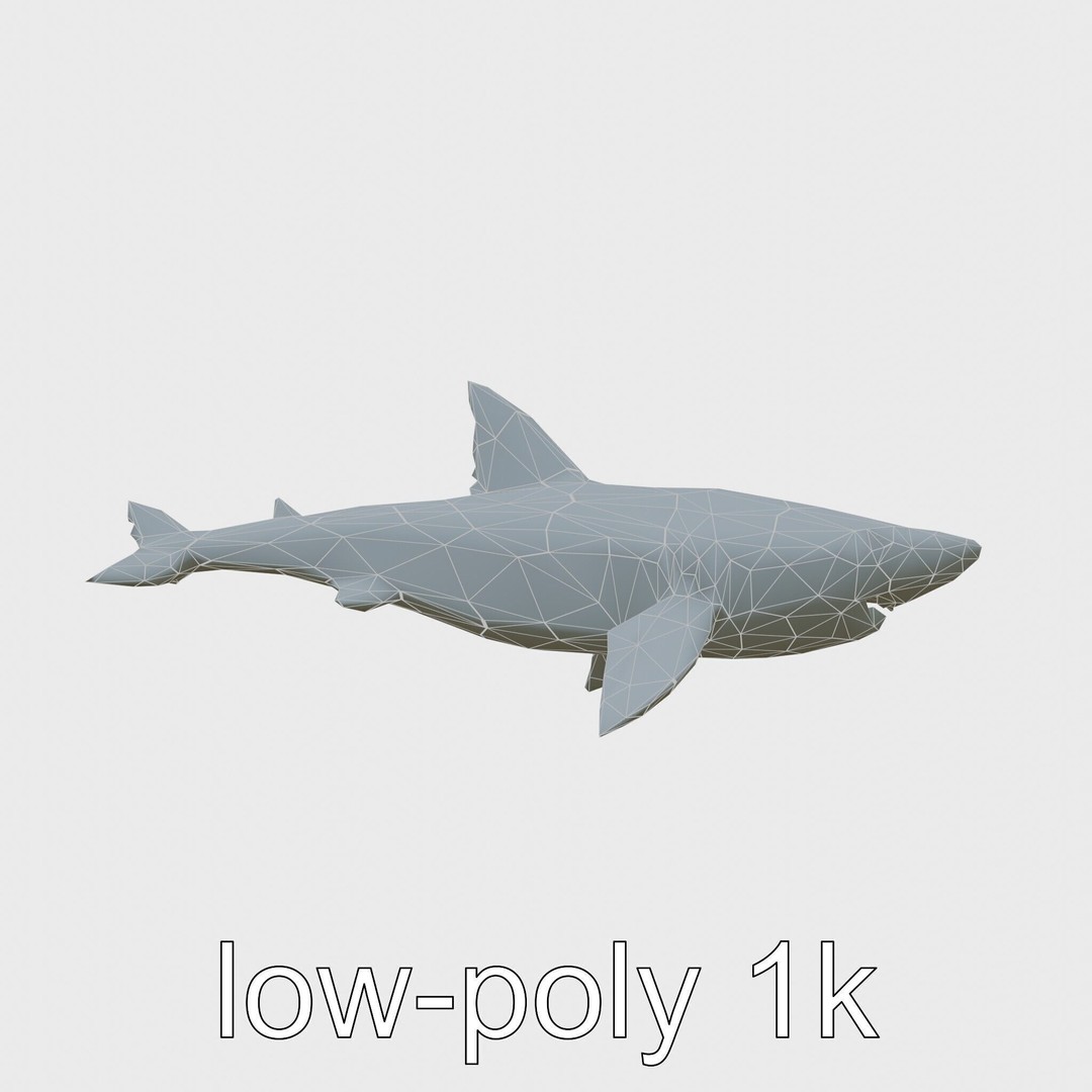 Sawshark 3D Model – Low Poly PBR Asset for Games and Rendering - View 16