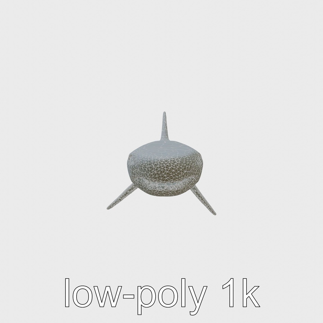Sawshark 3D Model – Low Poly PBR Asset for Games and Rendering - View 8