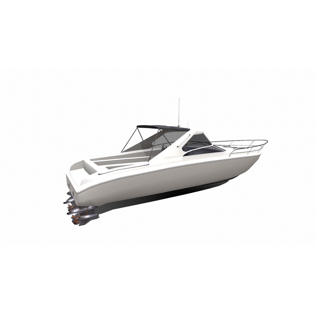 Speedboat 3D Model – Low Poly PBR Game Asset, FBX, OBJ - View 12