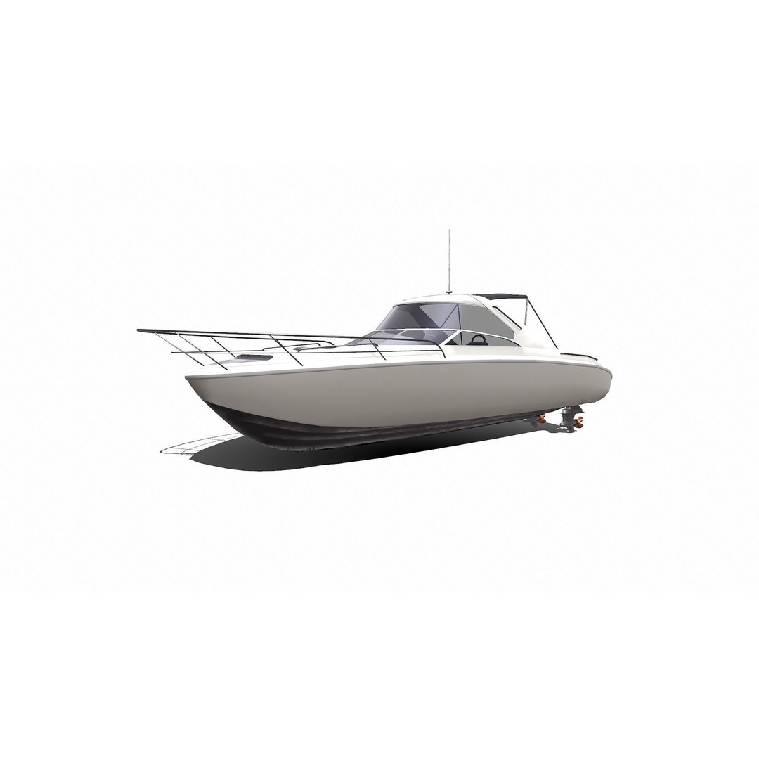 Speedboat 3D Model – Low Poly PBR Game Asset, FBX, OBJ - View 3